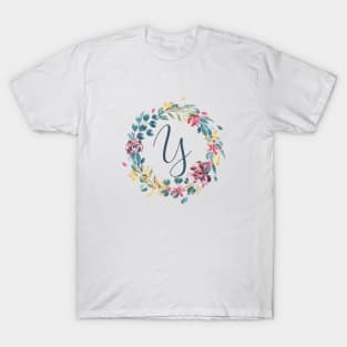 Floral Monogram Y Colorful Full Blooms T-Shirt